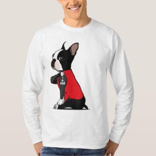 Camiseta Boston Terrier I Love Dad Tattoo Funny Boston Terr