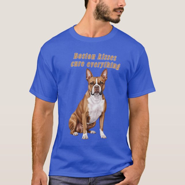 Camiseta Boston Terrier Kisses Cure Everything – Men’s Dog  (Anverso)