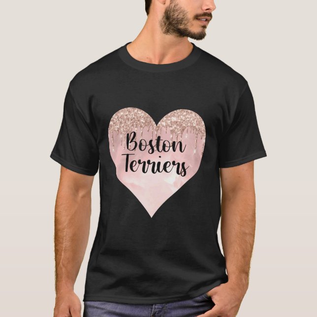 Camiseta Boston Terrier Love With Purpurina (Anverso)