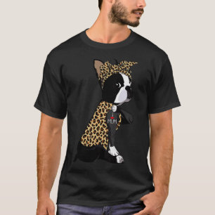 Camiseta Boston Terrier Lover Amo A Mamá Tattoo Leopard Mot