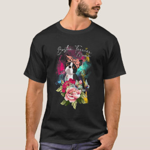 Camiseta Boston Terrier Mama Florals Cute Perro de Madre