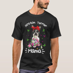 Camiseta Boston terrier Mama Florals cute perro de mamá