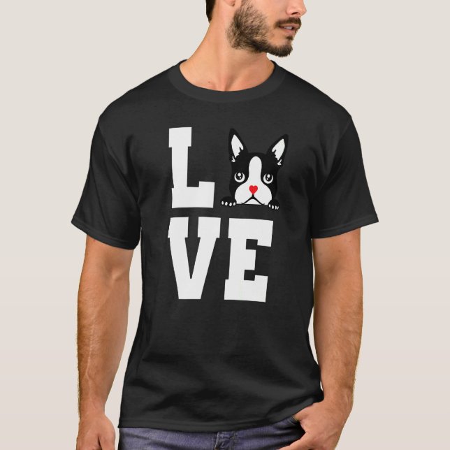 Camiseta Boston Terrier Me Encanta Mi Bostiga Por El Perro (Anverso)