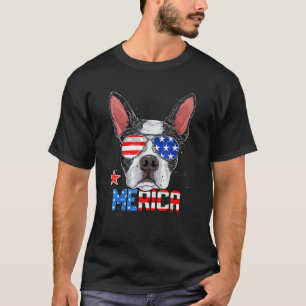 Camiseta Boston Terrier Merica 4 De Julio Hombres Cachorro 