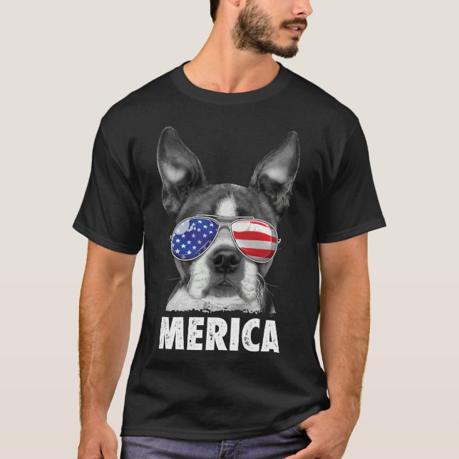 Camiseta Boston Terrier Merica 4 De Julio Para Hombres Muje (Anverso)