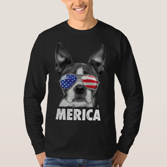 Camiseta Boston Terrier Merica 4 De Julio Para Hombres Muje (Anverso)