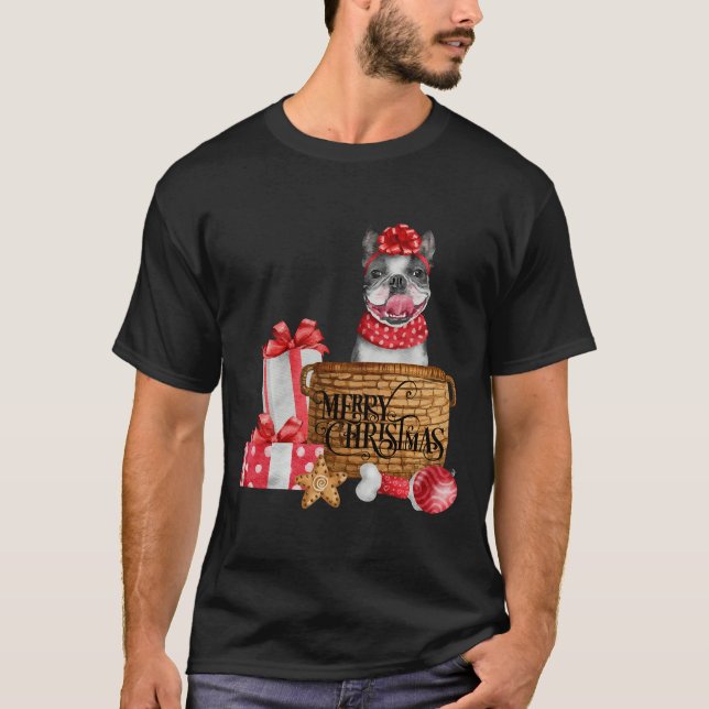 Camiseta Boston Terrier Merry Christmas (Anverso)