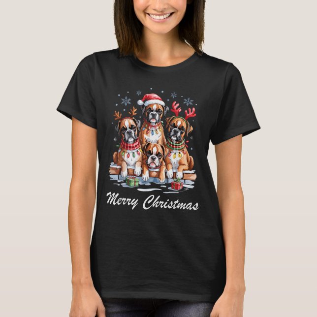 Camiseta Boston Terrier Merry Christmas Funny Dog Lovers Ho (Anverso)