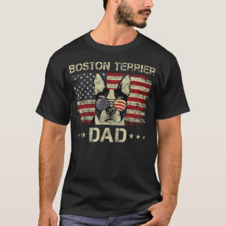 Camiseta Boston Terrier Papá Amantes de Perros Bandera Amer