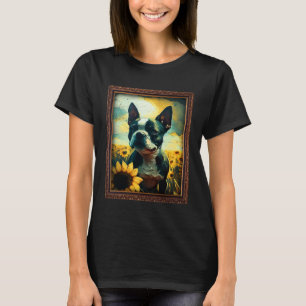 Camiseta Boston Terrier Pintando Madres De Flor De Giro
