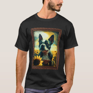 Camiseta Boston Terrier Pintando Madres De Flor De Giro