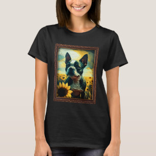 Camiseta Boston Terrier Pintando Madres De Flor De Giro