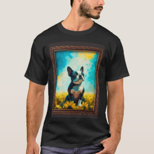 Camiseta Boston Terrier Pintando Madres De Flor De Giro
