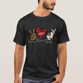 Camiseta Boston Terrier Plaid Peace Love Cute Dog