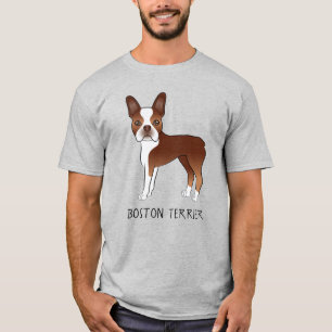 Camiseta Boston Terrier Rojo Lindo Perro de Dibujos Animado