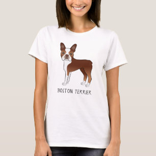 Camiseta Boston Terrier Rojo Perro De Dibujos Animados Lind