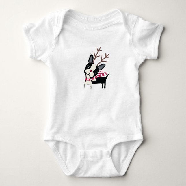 Camiseta Boston Terrier Rudolph el reno (Anverso)