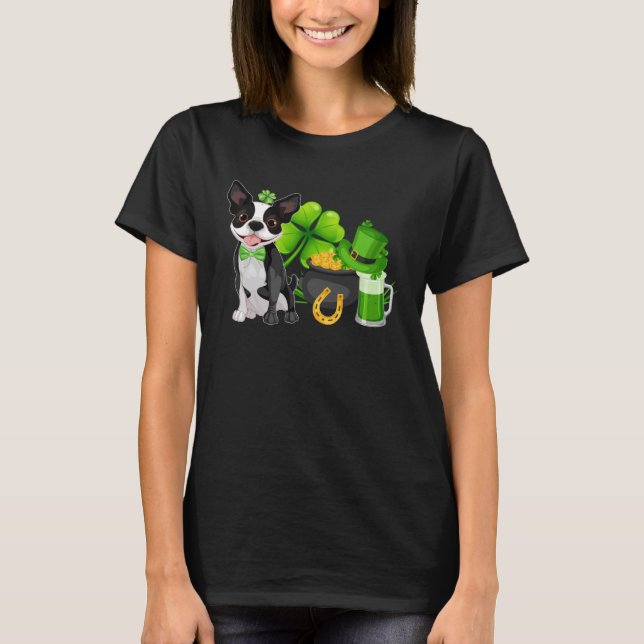 Camiseta Boston Terrier San Patricio Día Perro C Irlandés (Anverso)