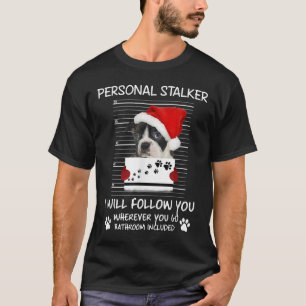 Camiseta Boston Terrier Santa Hat Personal Stalker Christma