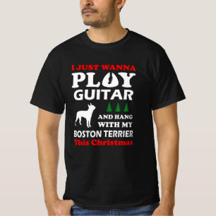 Camiseta boston terrier solo quiero tocar la guitarra