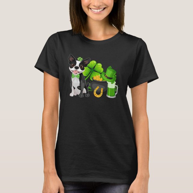 Camiseta Boston Terrier St Patrick s Day Irish C  Dog (Anverso)
