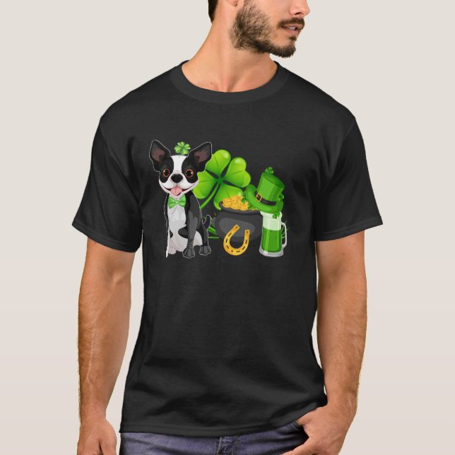 Camiseta Boston Terrier St Patrick s Day Irish C  Dog (Anverso)