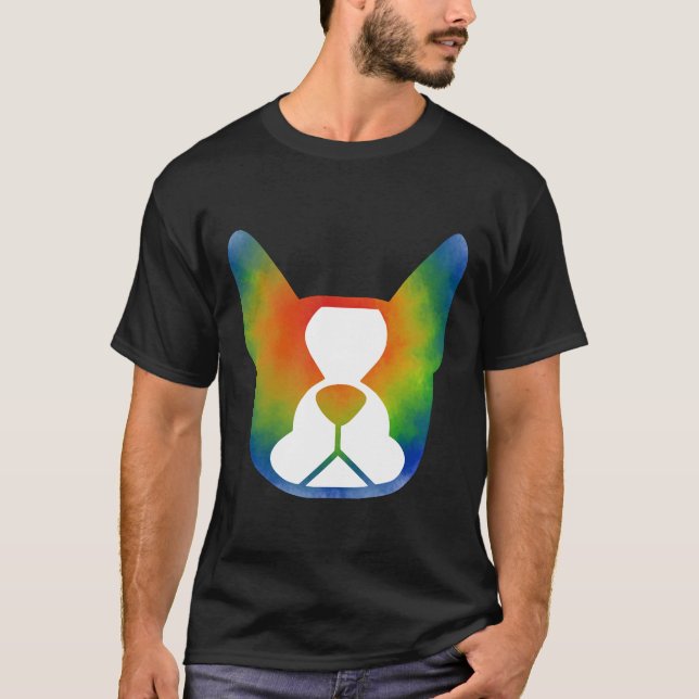 Camiseta Boston Terrier Tie Dye Hippie Perro de Boston Mult (Anverso)