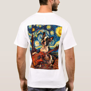 Camiseta Boston Terrier Tocando Guitarra Cute Perro Amante