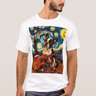 Camiseta Boston Terrier Tocando Guitarra Perro Cute Lover T