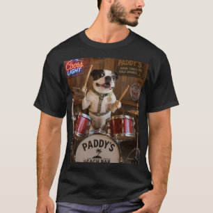 Camiseta Boston Terrier tocando la batería