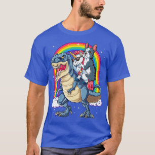 Camiseta Boston Terrier Unicornio Montando Dinosaurio T rex
