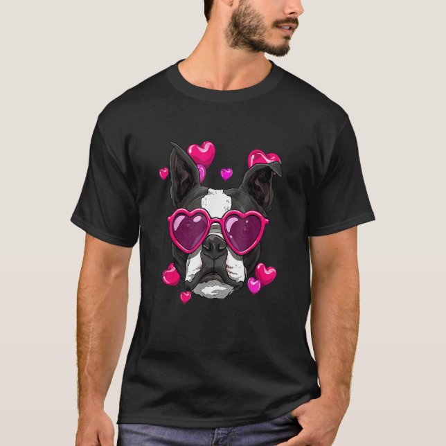 Camiseta Boston Terrier Valentines Day Heart Dog (Anverso)