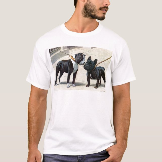 Camiseta Boston Terrier y bulldog francés (Anverso)