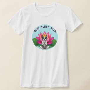 Camiseta Boston Terrier Yoga Perro Meditando Bendiciones Ze