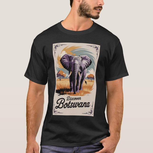 Camiseta Bostwana Elephant Ilustracion Viaje de arte (Anverso)