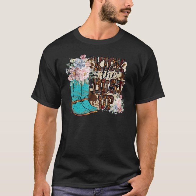 Camiseta Bota De Vaquera Floral Retro Patea El Polvo Hacia  (Anverso)