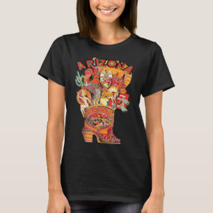 Camiseta Bota de vaquero de Arizona roja floral viaje