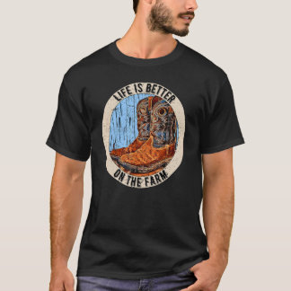 Camiseta Bota Retro de Vaquera en la Granja Granjero Occide