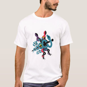 Camiseta Botánica Artística de Serpientes Entrelaz