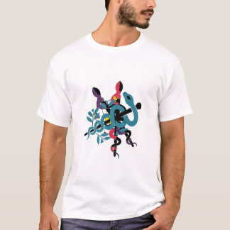 Camiseta Botánica Artística de Serpientes Entrelaz