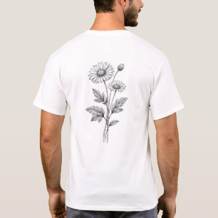 Camiseta Botánica de Flor de Margarita Antigua con