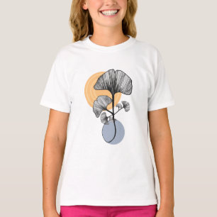 Camiseta botánica de hoja de ginkgo moderna