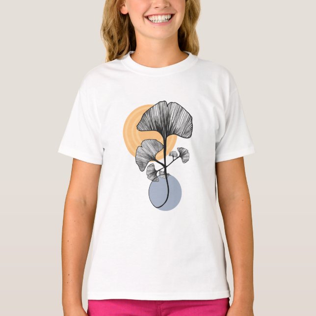 Camiseta botánica de hoja de ginkgo moderna (Anverso)