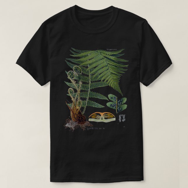 Camiseta Botánica de la planta Botánica Fern para mujeres V (Diseño del anverso)