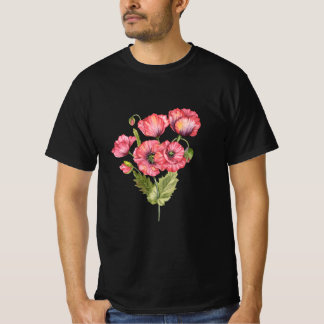 Camiseta Botánica Floral de Ramo de Rosas Colorida