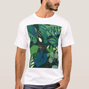 Camiseta Botánica verde: Ilustracion de hojas tropicales