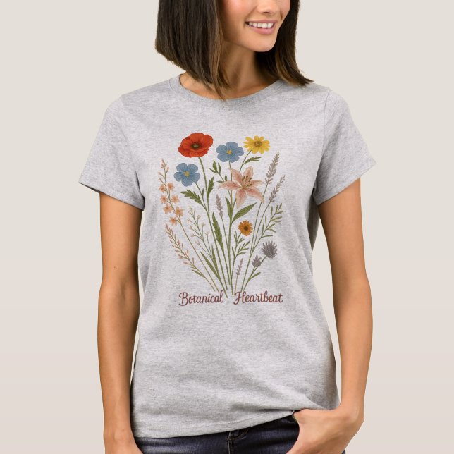 Camiseta Botanical Heartbeat- dgn by Maaya Prints, Women's (Anverso)