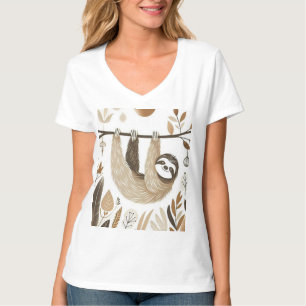 Camiseta Botanical Sloth Art – Perezoso en Selva Natural