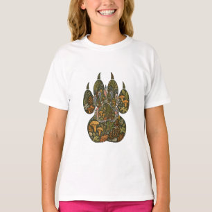 Camiseta Botanical Wolf Paw Pine Forest Nature Girls T-Shir