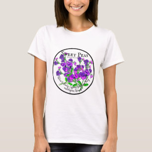 Camiseta Botánico de Dulces Guisantes Purpúreas del Artista